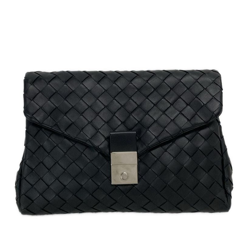 Bottega Veneta Maxi Intrecciato Black Leather Second Bag