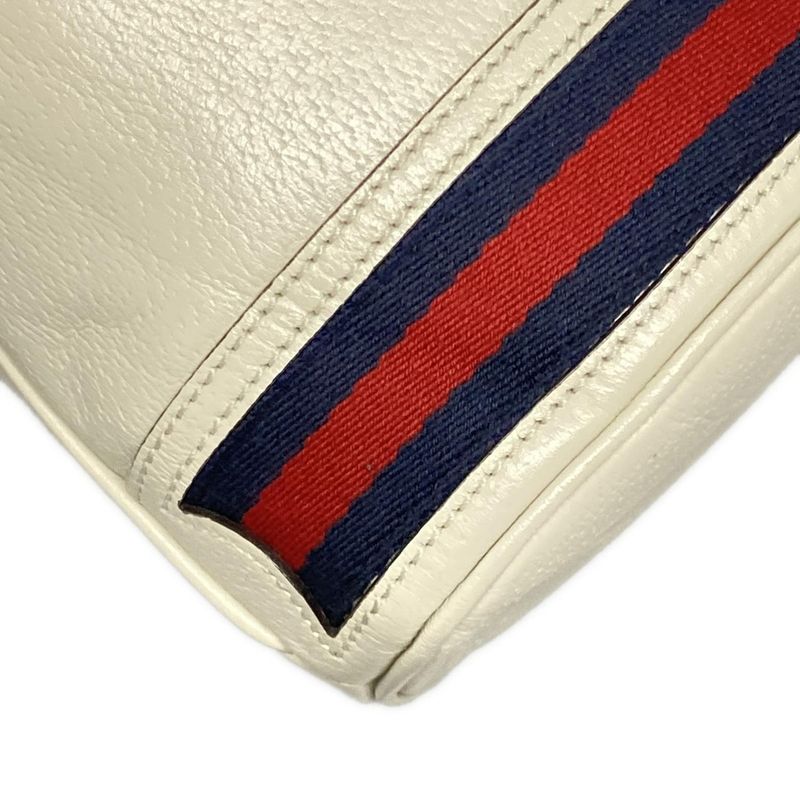 Gucci Handbag Ophidia Small Bucket Bag 610846 White X Navy X Red Drawstring