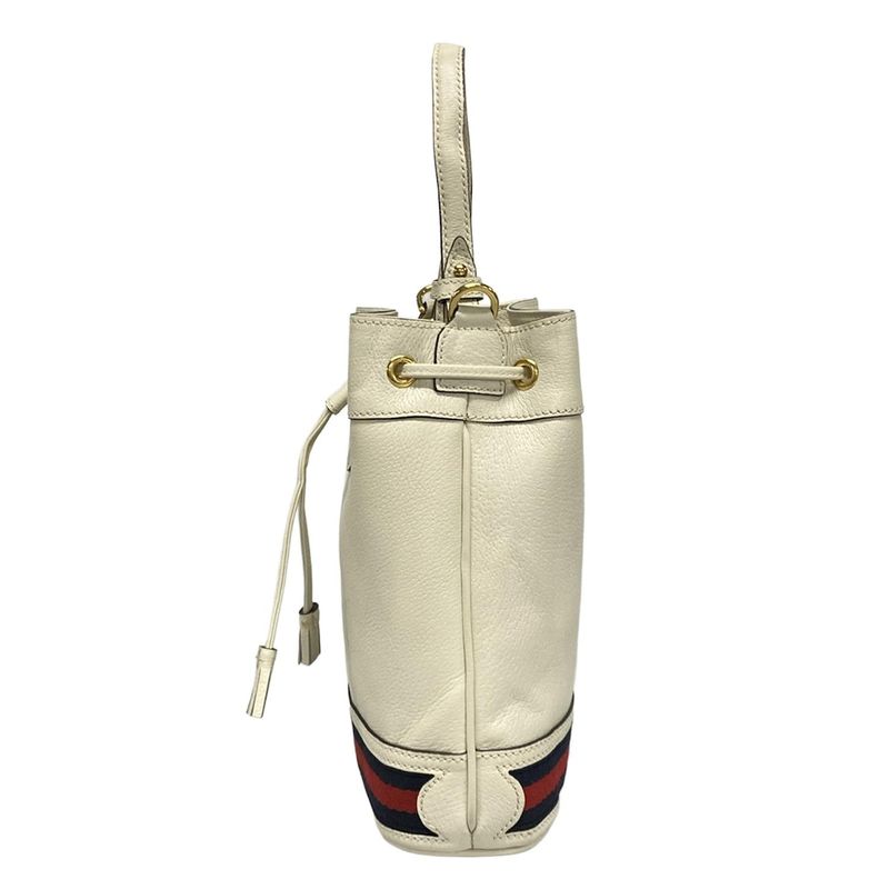 Gucci Handbag Ophidia Small Bucket Bag 610846 White X Navy X Red Drawstring