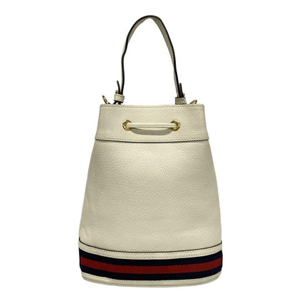 Gucci Handbag Ophidia Small Bucket Bag 610846 White X Navy X Red Drawstring