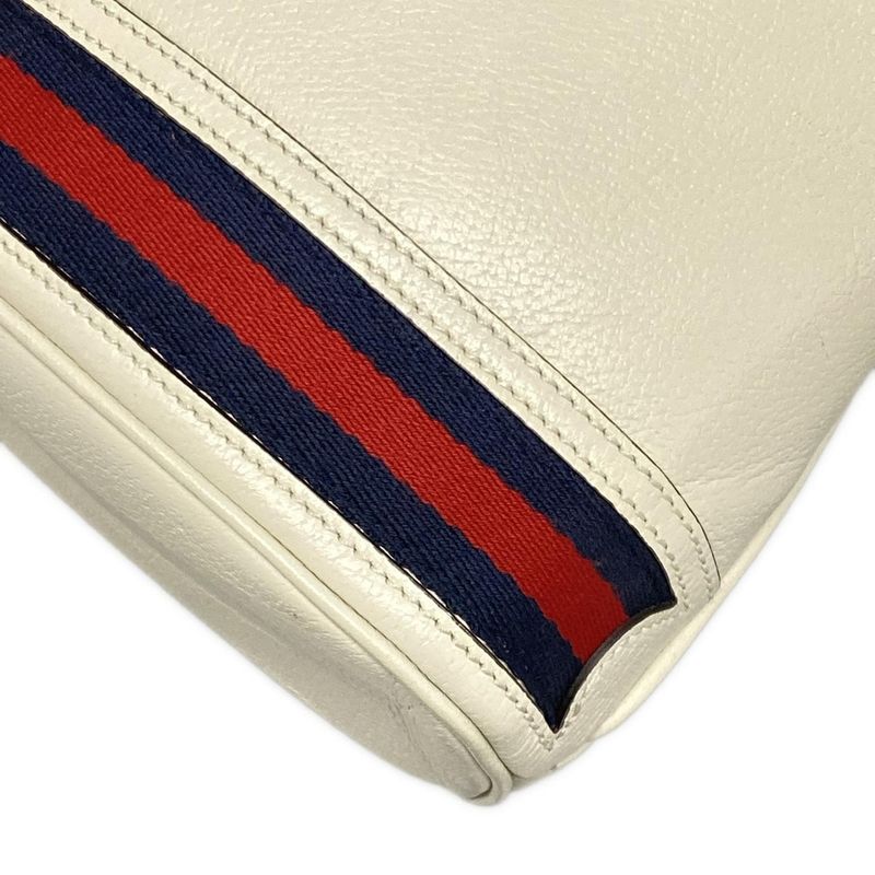 Gucci Handbag Ophidia Small Bucket Bag 610846 White X Navy X Red Drawstring