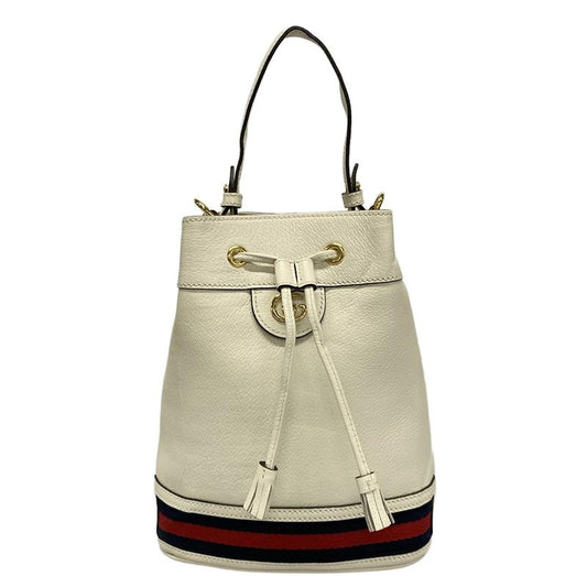 Gucci Handbag Ophidia Small Bucket Bag 610846 White X Navy X Red Drawstring