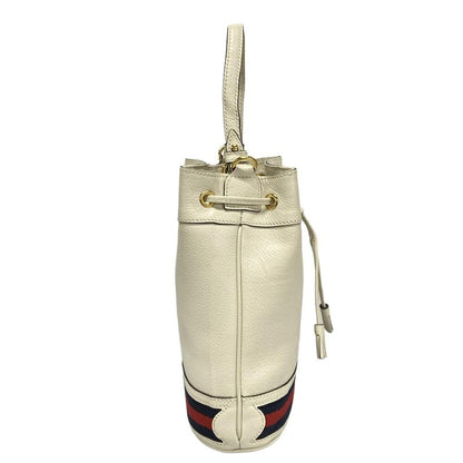 Gucci Handbag Ophidia Small Bucket Bag 610846 White X Navy X Red Drawstring