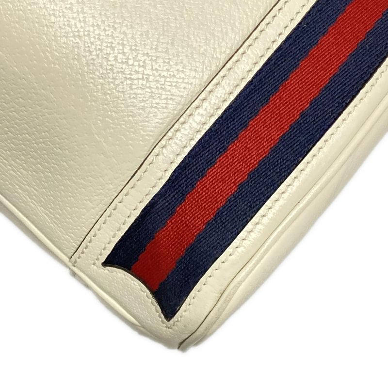 Gucci Handbag Ophidia Small Bucket Bag 610846 White X Navy X Red Drawstring