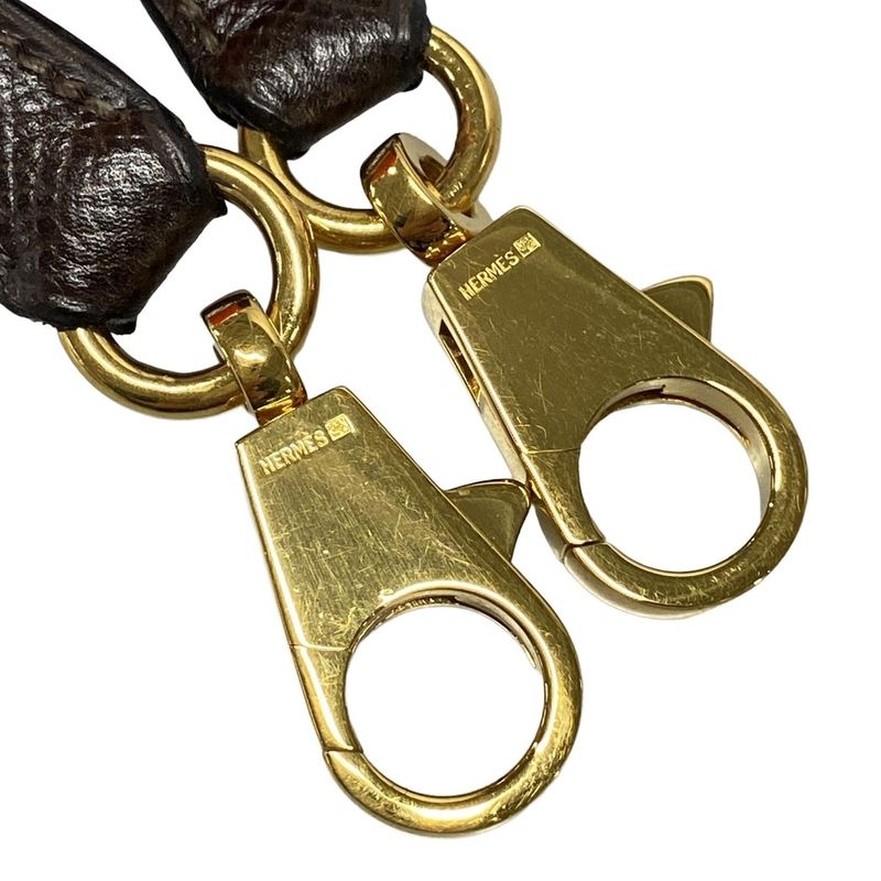 Hermes Shoulder Strap Dark Brown Gold Hardware