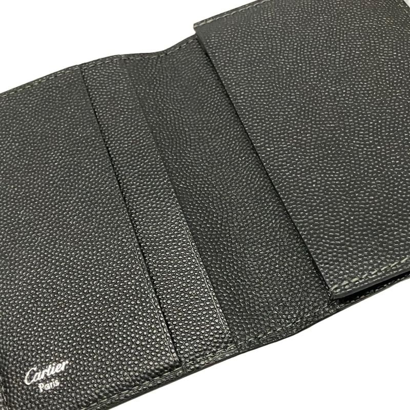 Cartier Business Card Case Santos Black Leather