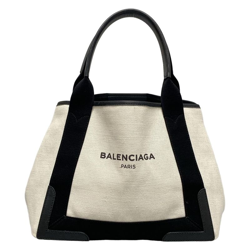 Balenciaga Tote Bag Navy Cabas S 339933 Ivory And Black Leather