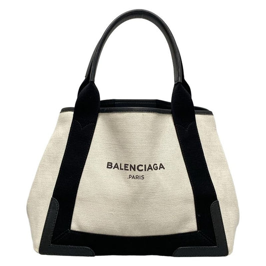 Balenciaga Tote Bag Navy Cabas S 339933 Ivory And Black Leather