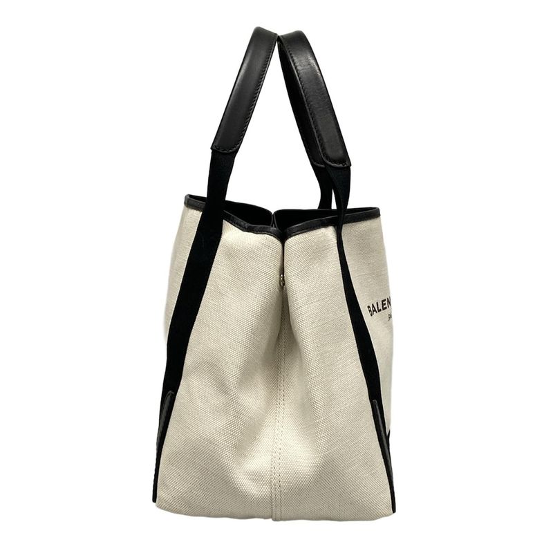 Balenciaga Tote Bag Navy Cabas S 339933 Ivory And Black Leather