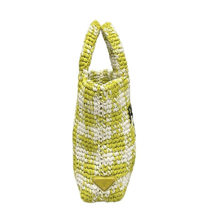 Prada Tote Bag - Light Green And White Checked