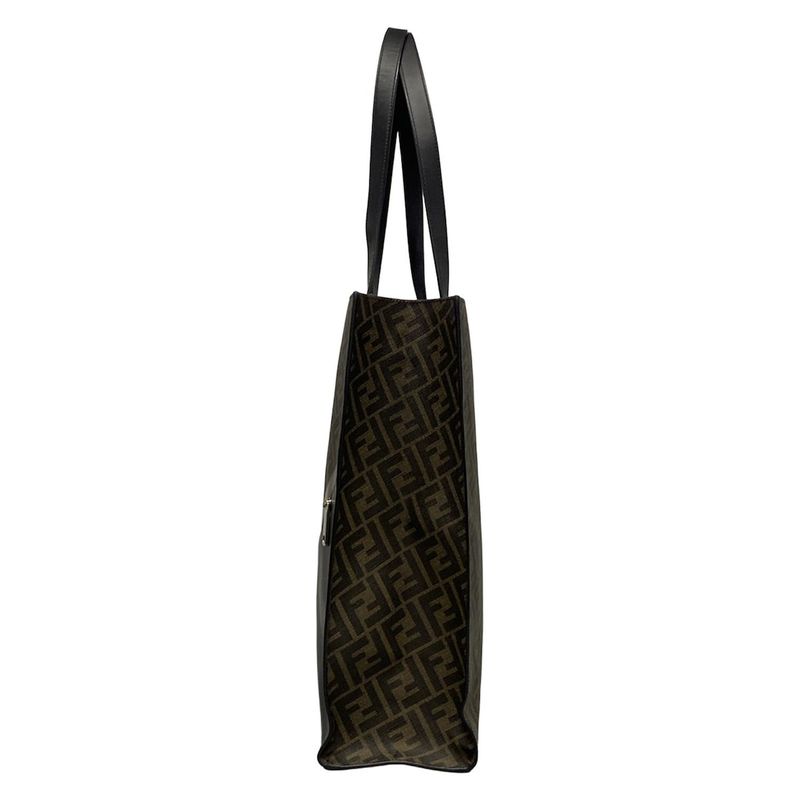 Fendi Tote Bag Sukka Pattern 7va481 Black And Dark Brown 2WAY Leather