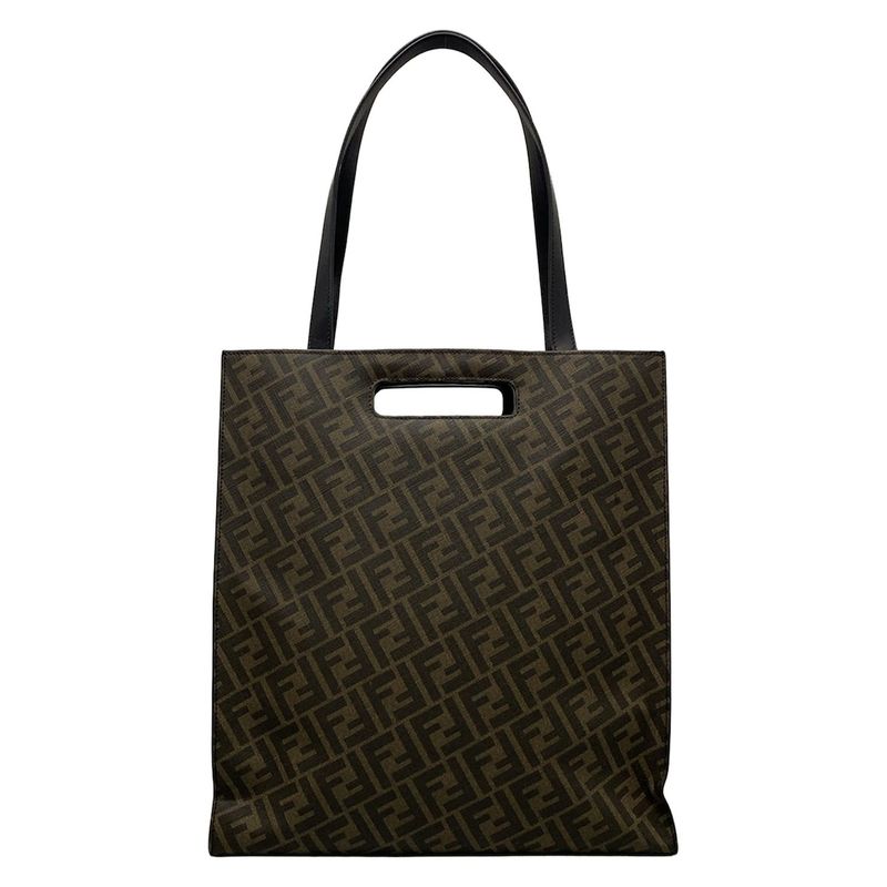 Fendi Tote Bag Sukka Pattern 7va481 Black And Dark Brown 2WAY Leather