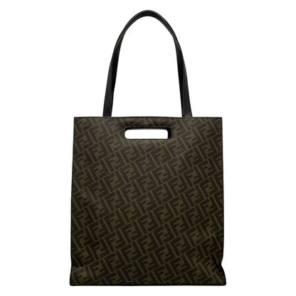 Fendi Tote Bag Sukka Pattern 7va481 Black And Dark Brown 2WAY Leather