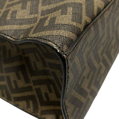 Fendi Tote Bag Sukka Pattern 7va481 Black And Dark Brown 2WAY Leather