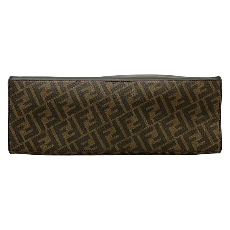 Fendi Tote Bag Sukka Pattern 7va481 Black And Dark Brown 2WAY Leather