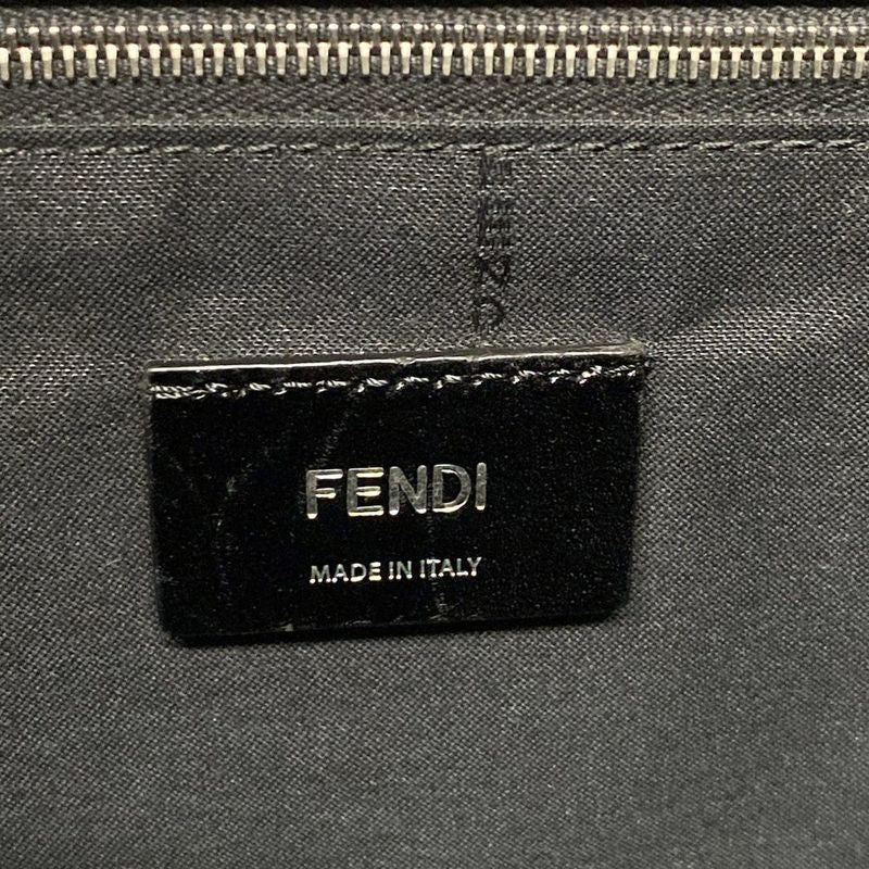 Fendi Tote Bag Sukka Pattern 7va481 Black And Dark Brown 2WAY Leather