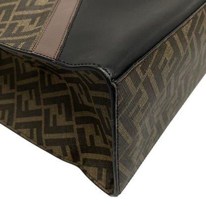 Fendi Tote Bag Sukka Pattern 7va481 Black And Dark Brown 2WAY Leather
