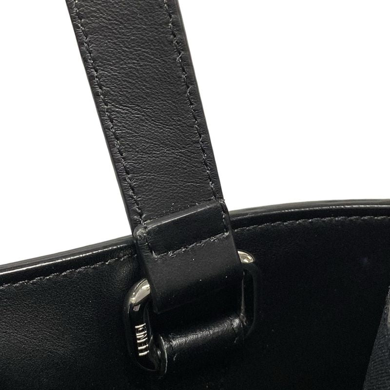 Fendi Tote Bag Sukka Pattern 7va481 Black And Dark Brown 2WAY Leather