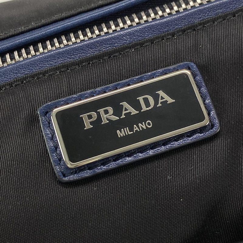 Prada Backpack Sac - 2vz008 Dark Navy X Black X Light Blue Leather