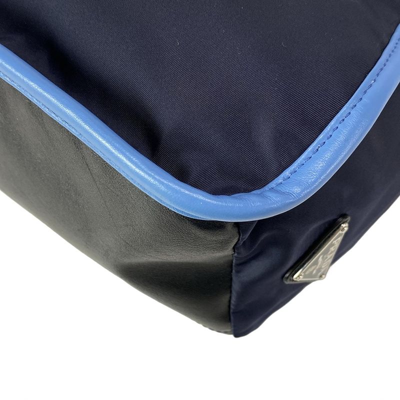 Prada Backpack Sac - 2vz008 Dark Navy X Black X Light Blue Leather