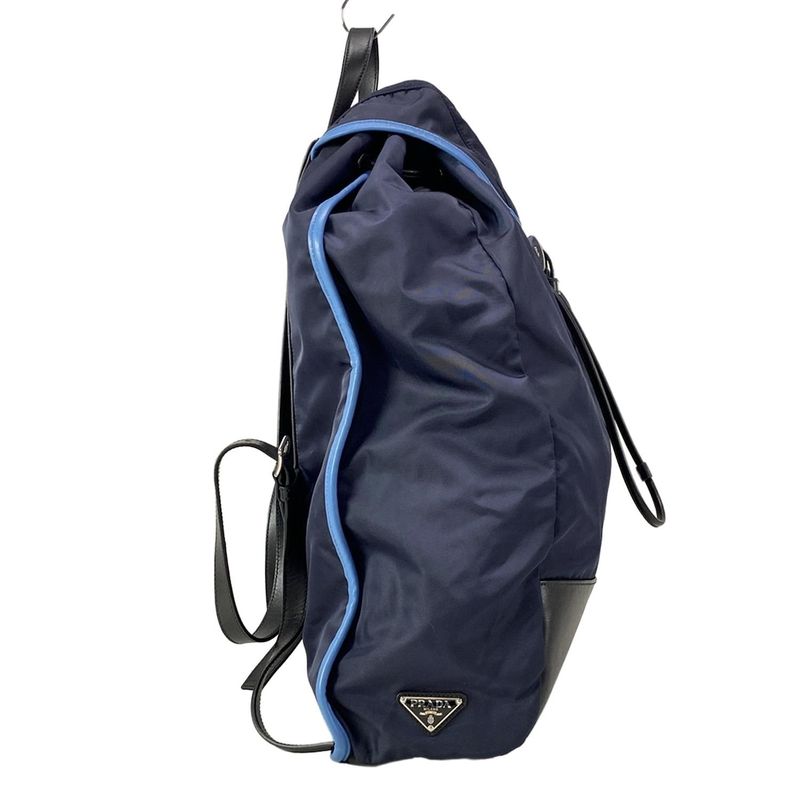 Prada Backpack Sac - 2vz008 Dark Navy X Black X Light Blue Leather