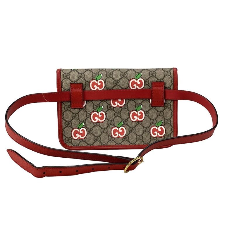 Gucci Waist Pouch GG Applegg Plusgg Supreme 625233 Dark Brown X Red X Multi