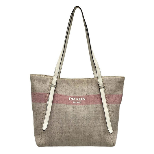 Prada Tote Bag - 1bg303 Beige X Pink X Multi Leather