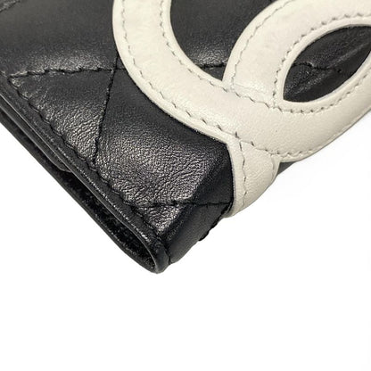 Chanel Key Case Cambon Line Black And White 6 Hooks Lambskin