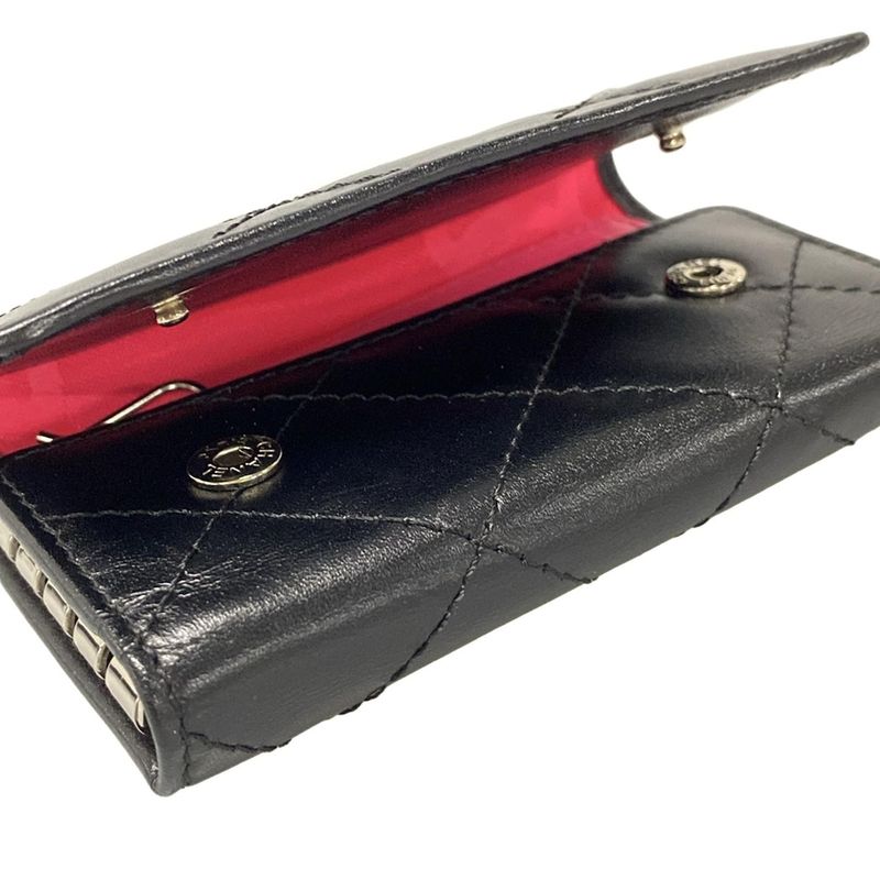 Chanel Key Case Cambon Line Black And White 6 Hooks Lambskin