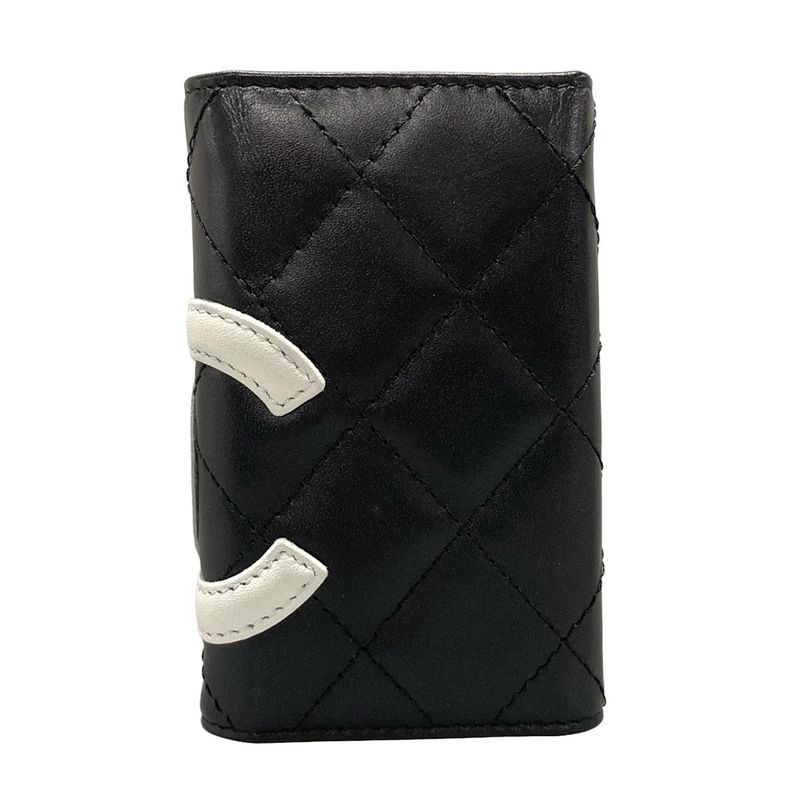 Chanel Key Case Cambon Line Black And White 6 Hooks Lambskin