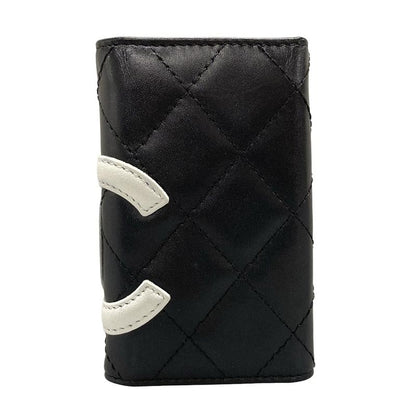 Chanel Key Case Cambon Line Black And White 6 Hooks Lambskin