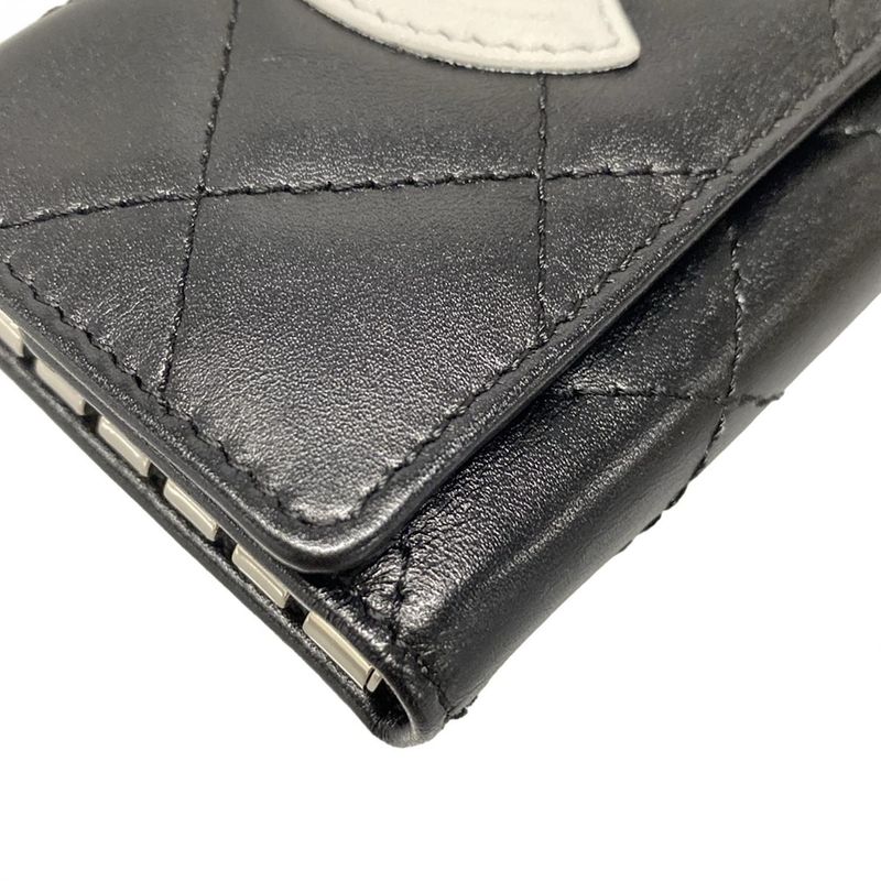 Chanel Key Case Cambon Line Black And White 6 Hooks Lambskin