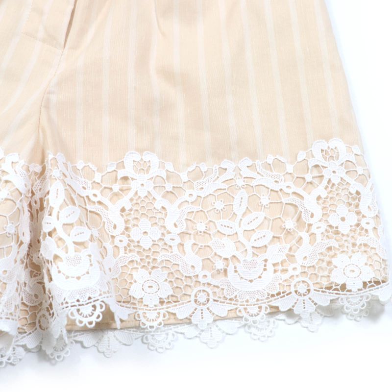 Christian DIOR 23SS 321p05b3157 Cotton Linen Bee Embroidery Lace Stripe Design