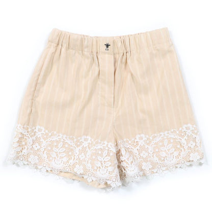 Christian DIOR 23SS 321p05b3157 Cotton Linen Bee Embroidery Lace Stripe Design
