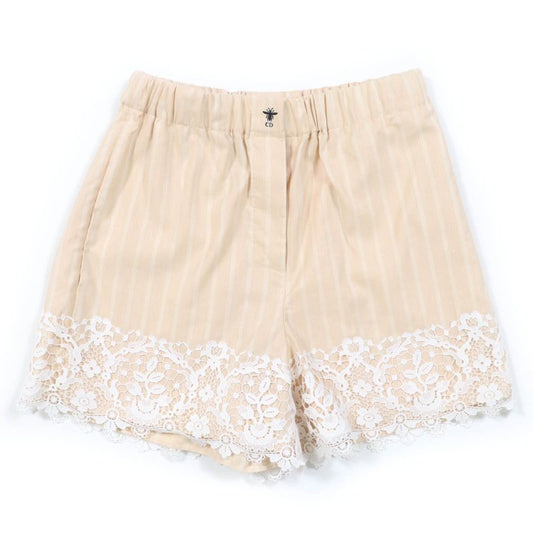 Christian DIOR 23SS 321p05b3157 Cotton Linen Bee Embroidery Lace Stripe Design