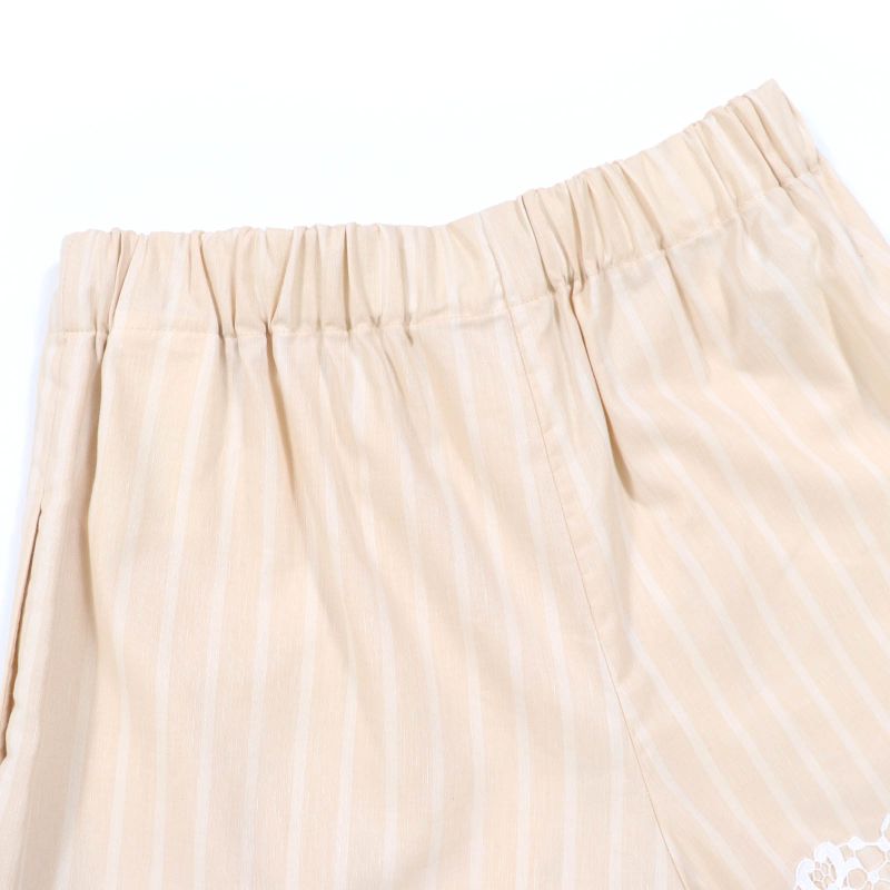 Christian DIOR 23SS 321p05b3157 Cotton Linen Bee Embroidery Lace Stripe Design