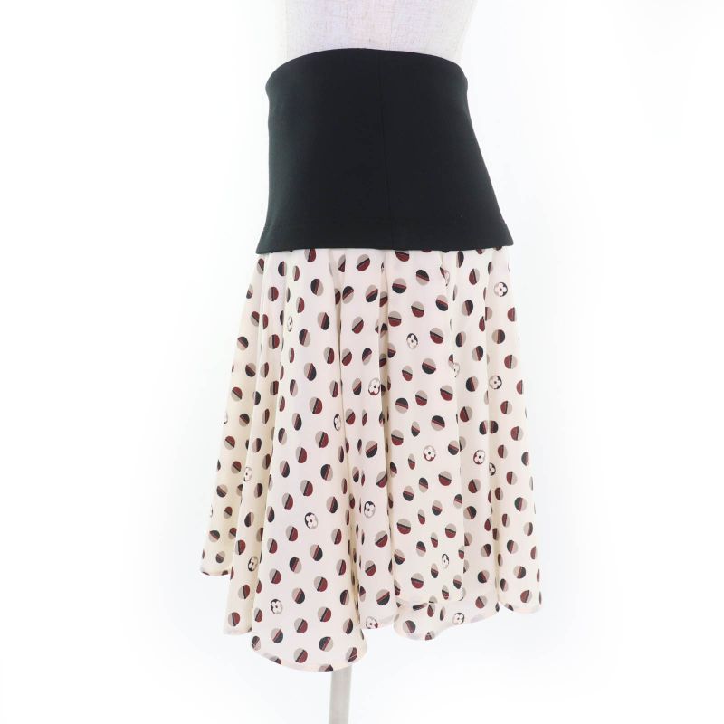 Louis Vuitton 20AW Silk-blend Monogram Flower Flared Skirt Beige S Made In