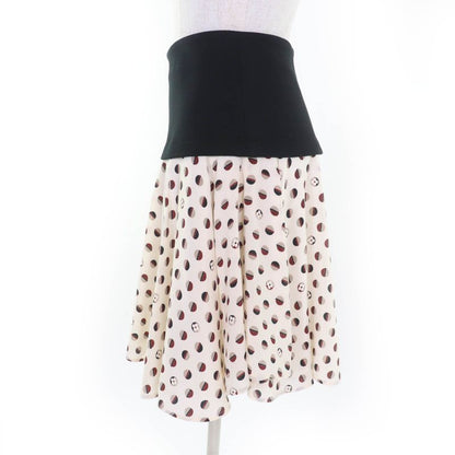 Louis Vuitton 20AW Silk-blend Monogram Flower Flared Skirt Beige S Made In