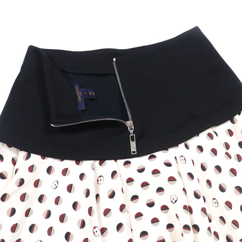 Louis Vuitton 20AW Silk-blend Monogram Flower Flared Skirt Beige S Made In