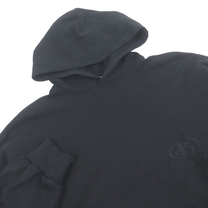 Balenciaga 2021 675003 Logo Embroidery Pullover Hoodie Black 1 Men's
