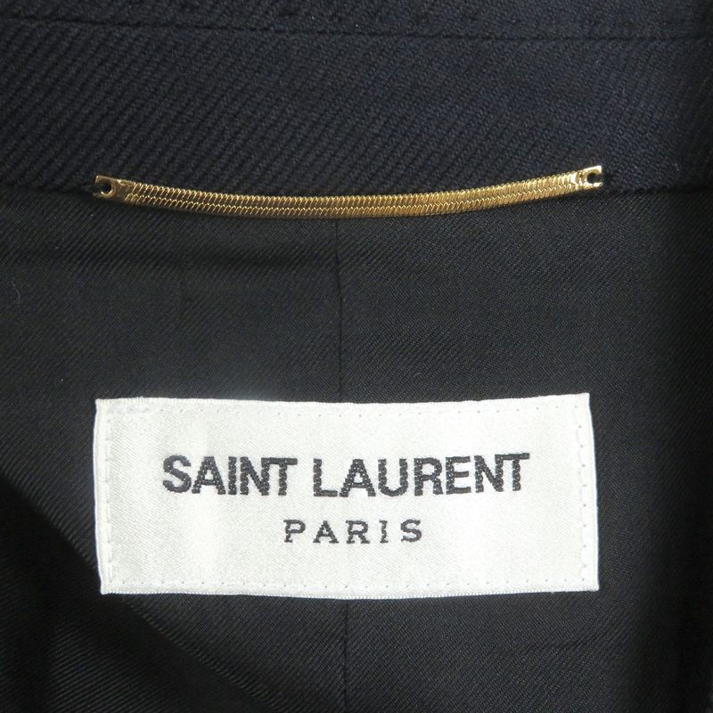Saint Laurent Paris 2020 625435 Peaked Lapel 100% Silk-lined Single Bleather