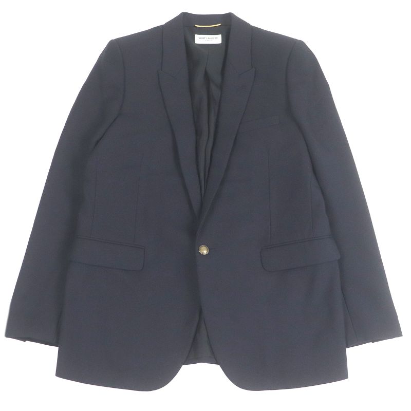 Saint Laurent Paris 2020 625435 Peaked Lapel 100% Silk-lined Single Bleather