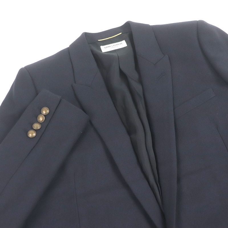 Saint Laurent Paris 2020 625435 Peaked Lapel 100% Silk-lined Single Bleather