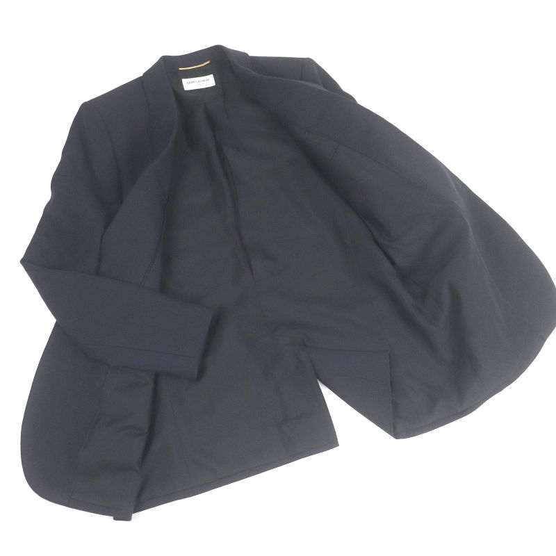 Saint Laurent Paris 2020 625435 Peaked Lapel 100% Silk-lined Single Bleather