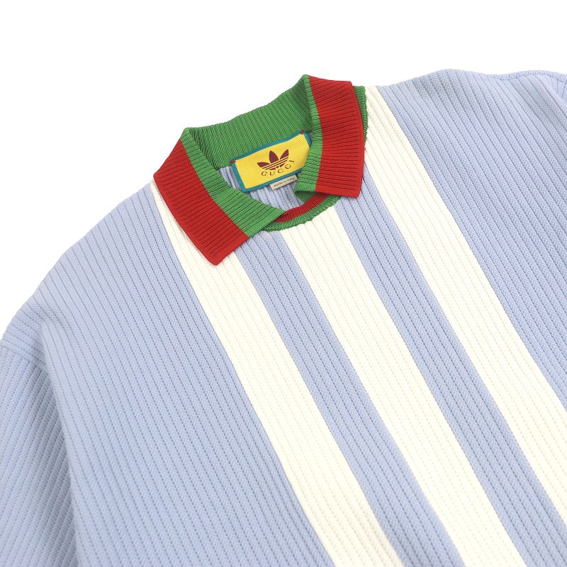 Gucci Adidas Gucci Adidas 700482 Webline Three Stripes Short Sleeves Knit Polo