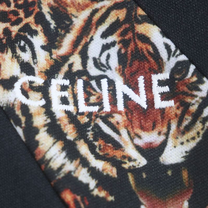 Celine 22AW 2y949435s Eddy Triomphe Leopard Pattern Taiga Cotton Zip-up Track