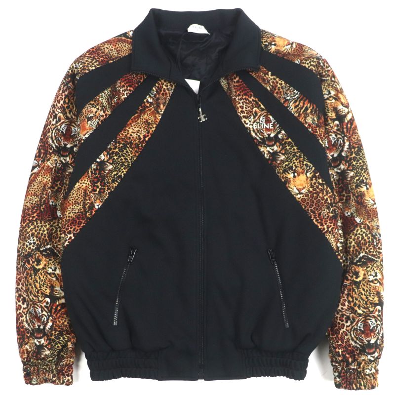 Celine 22AW 2y949435s Eddy Triomphe Leopard Pattern Taiga Cotton Zip-up Track