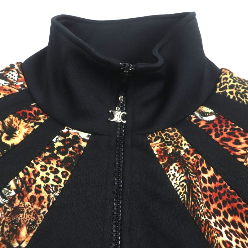 Celine 22AW 2y949435s Eddy Triomphe Leopard Pattern Taiga Cotton Zip-up Track