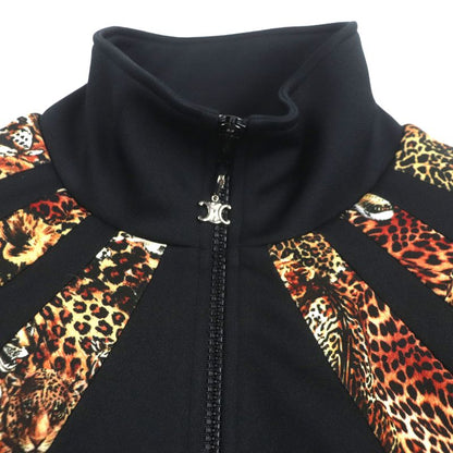 Celine 22AW 2y949435s Eddy Triomphe Leopard Pattern Taiga Cotton Zip-up Track