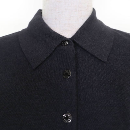 Hermes Sellier 100% Cotton Sellier Button Short Sleeve Polo Shirt Charcoal Gray